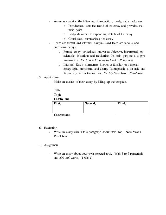 enumerate the elements of personal essay